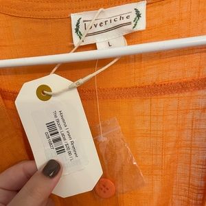 Orange linen romper with tie